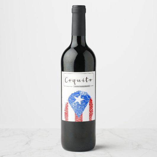 Coquito Boricua vingerafdruk Wijn Etiket (Voorkant)