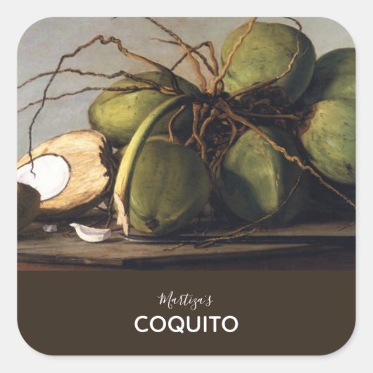 Coquito Coconut Klassieker Vierkante Sticker (Voorkant)