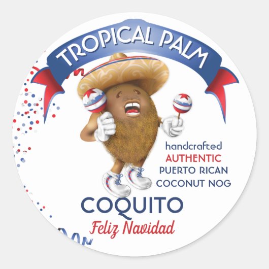 Coquito Coconut Maracas Ronde Sticker (Voorkant)