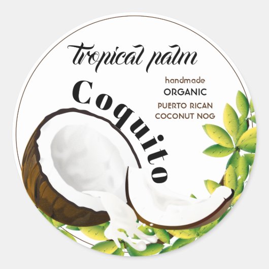 Coquito Coconut Ronde Sticker (Voorkant)
