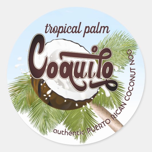 Coquito Coconut Ronde Sticker (Voorkant)