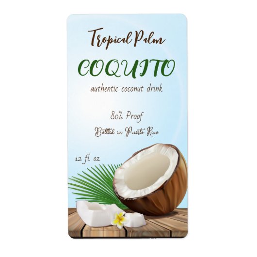 Coquito Coconut Tropical Etiket (Voorkant)