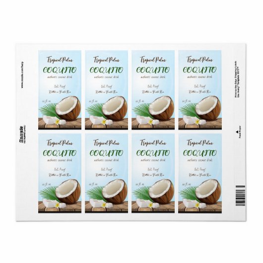 Coquito Coconut Tropical Etiket (Full Sheet)