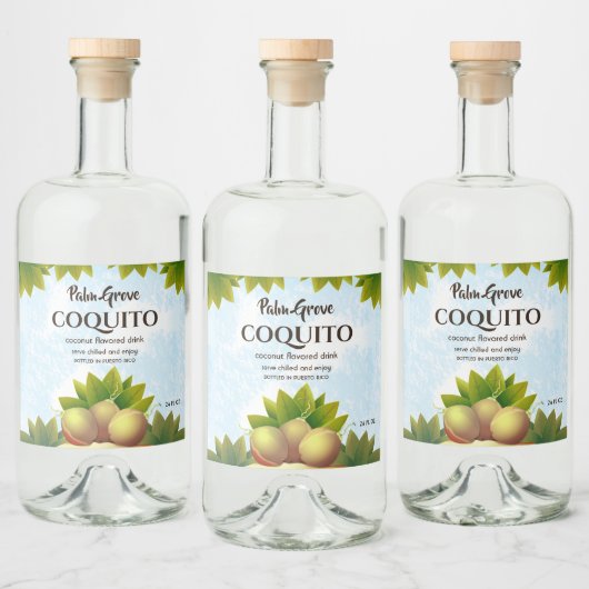 Coquito Coconut Tropical Fruit Likeurfles Etiket (Flessen)