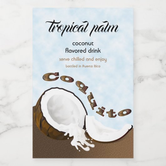 Coquito Coconut Tropical Fruit Wijn Etiket (Enkel label)