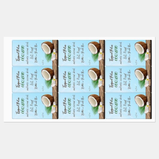 Coquito Coconut Tropical Labels (Vel)