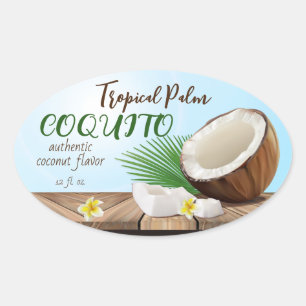 Coquito Coconut Tropical Ovale Sticker