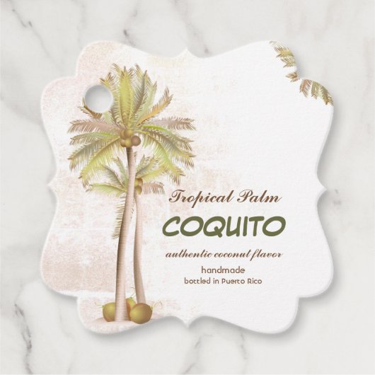 Coquito Coconut Tropical Palm Bedankjes Labels (Voorkant)