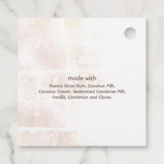 Coquito Coconut Tropical Palm Bedankjes Labels (Achterkant)