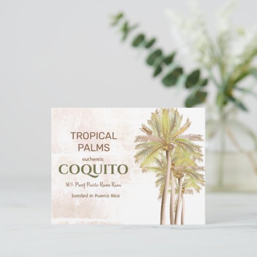 Coquito Coconut Tropical Palm Briefkaart (Staand voorkant)