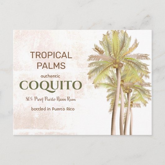 Coquito Coconut Tropical Palm Briefkaart (Voorkant)