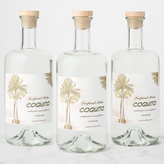 Coquito Coconut Tropical Palm Likeurfles Etiket (Flessen)