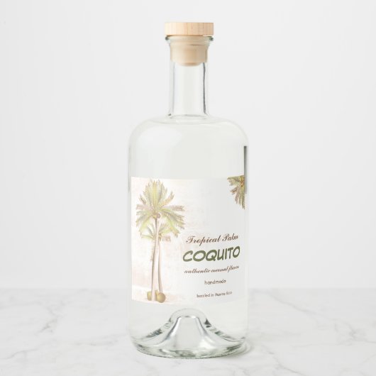 Coquito Coconut Tropical Palm Likeurfles Etiket (Voorkant)