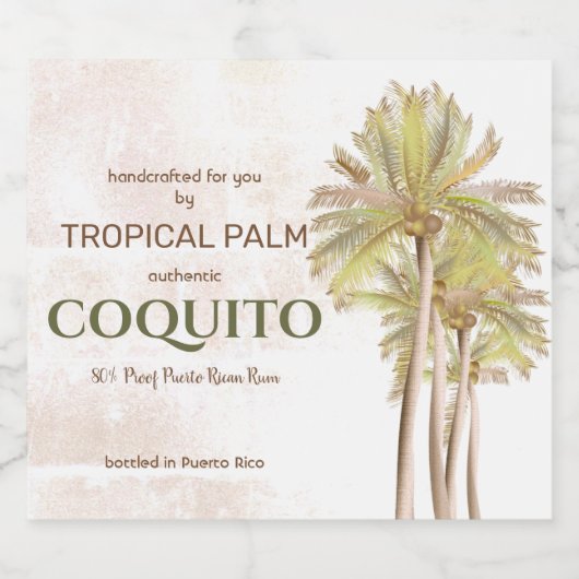 Coquito Coconut Tropical Palm Likeurfles Etiket (Enkel label)