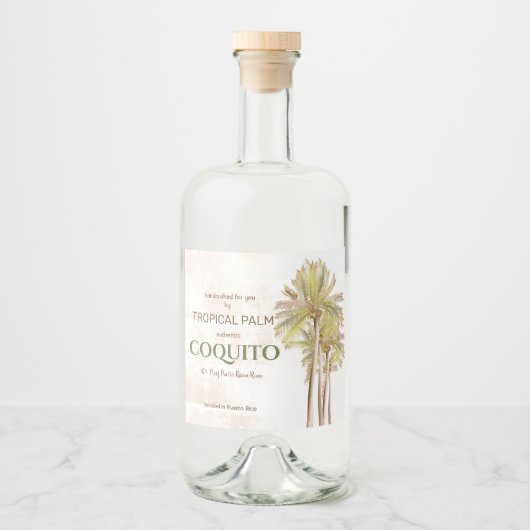 Coquito Coconut Tropical Palm Likeurfles Etiket (Voorkant)