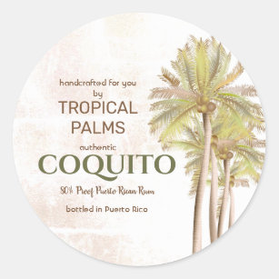 Coquito Coconut Tropical Palm Ronde Sticker