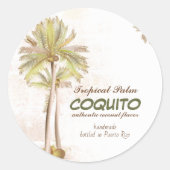 Coquito Coconut Tropical Palm Ronde Sticker (Voorkant)