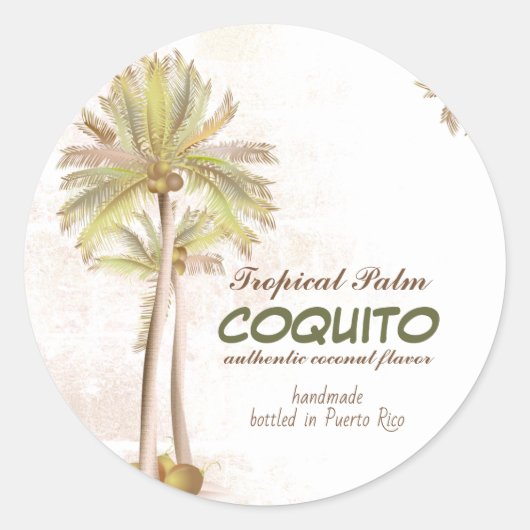 Coquito Coconut Tropical Palm Ronde Sticker (Voorkant)