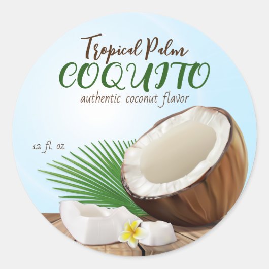 Coquito Coconut Tropical Ronde Sticker (Voorkant)