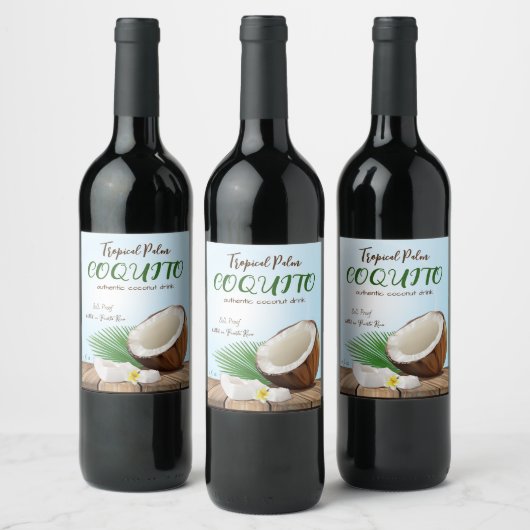 Coquito Coconut Tropical Wijn Etiket (Flessen)