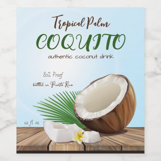 Coquito Coconut Tropical Wijn Etiket (Enkel label)