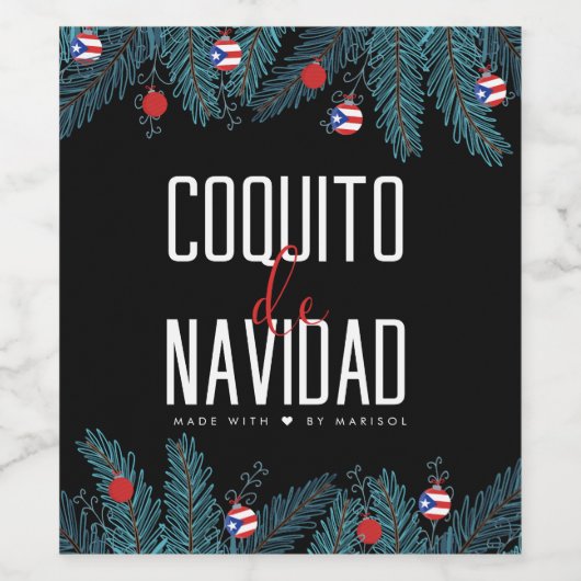 Coquito De Navidad Wijn Etiket (Enkel label)