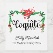 Coquito Feliz Navidad Pine garland Etiket (Enkel label)