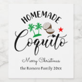 Coquito Homemade Trees Gepersonaliseerd flesetiket Wijn Etiket (Enkel label)