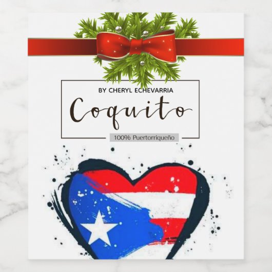 Coquito kerst wrap wijn etiket (Enkel label)