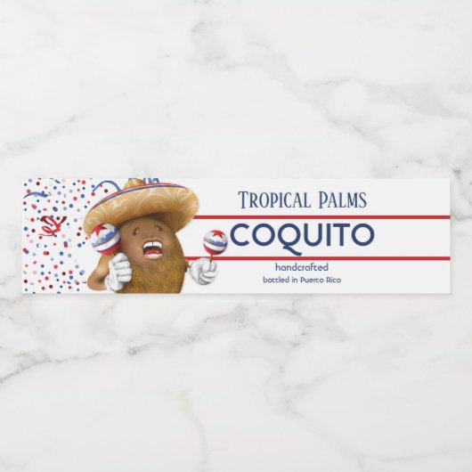 Coquito Kokos Maracas Waterfles Etiket (Enkel label)