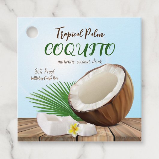 Coquito Kokos Tropisch Bedankjes Labels (Voorkant)