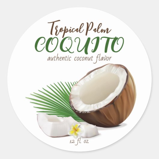 Coquito Kokos Tropisch Ronde Sticker (Voorkant)