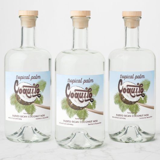 Coquito Kokosnoot Tropische Fruit Wijn Label Likeurfles Etiket (Flessen)