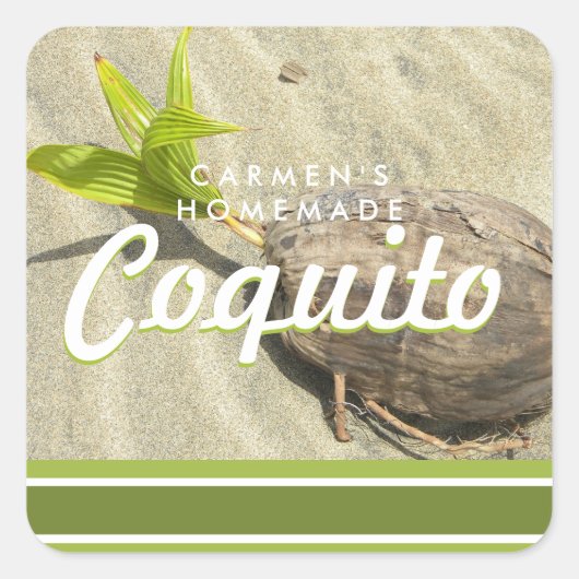 Coquito Kokosnoot Vierkante Sticker (Voorkant)