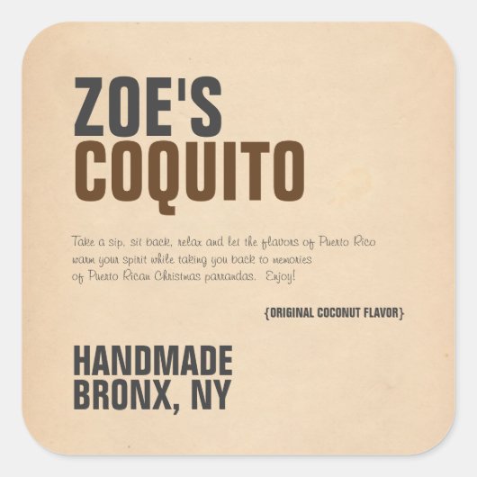 Coquito Landelijk Modern Vierkante Sticker (Voorkant)