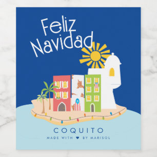 Coquito Oud San Juan Kerstmis Wijn Etiket