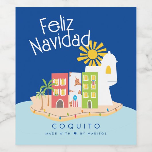 Coquito Oud San Juan Kerstmis Wijn Etiket (Enkel label)