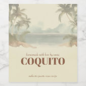  Coquito Palm Tree Vakantie Wijn Etiket (Enkel label)