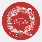 Coquito Puerto Rico Christmas Wreath Classic Round Ronde Sticker (Voorkant)
