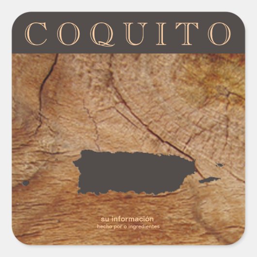 Coquito Puertorriqueno Mapa Vierkante Sticker (Voorkant)