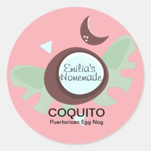 Coquito Recept Drank Kokosnoot Eierpunch Ronde Sticker