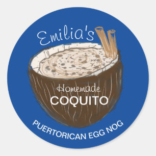 Coquito Recept Drank Kokosschaal Eier Nog Ronde Sticker