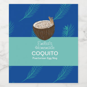 Coquito Recept Drank Palmblad Kokosnoot Eierpunch Wijn Etiket