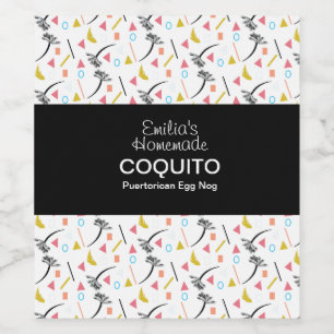 Coquito Recept Drank Palmboom Moderne Eierpunch Wijn Etiket