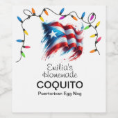 Coquito Recept Eier Nog Kerstverlichting Wijnlabel Wijn Etiket (Enkel label)