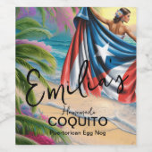 Coquito Recept Eierpunch Drank Strand Zakelijk Wijn Etiket (Enkel label)