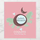 Coquito Recipe Drink Coconut Egg Nog Pink Wijn Etiket (Enkel label)