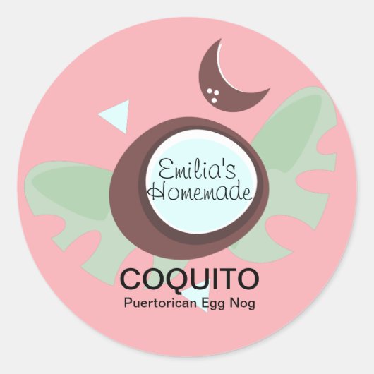 Coquito Recipe Drink Coconut Egg Nog Ronde Sticker (Voorkant)