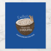 Coquito Recipe Drink Coconut Shell Egg Nog Wijn Etiket (Enkel label)