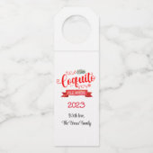 Coquito Red banner Feliz Navidad Bottle Hanger Lab (Voorkant)